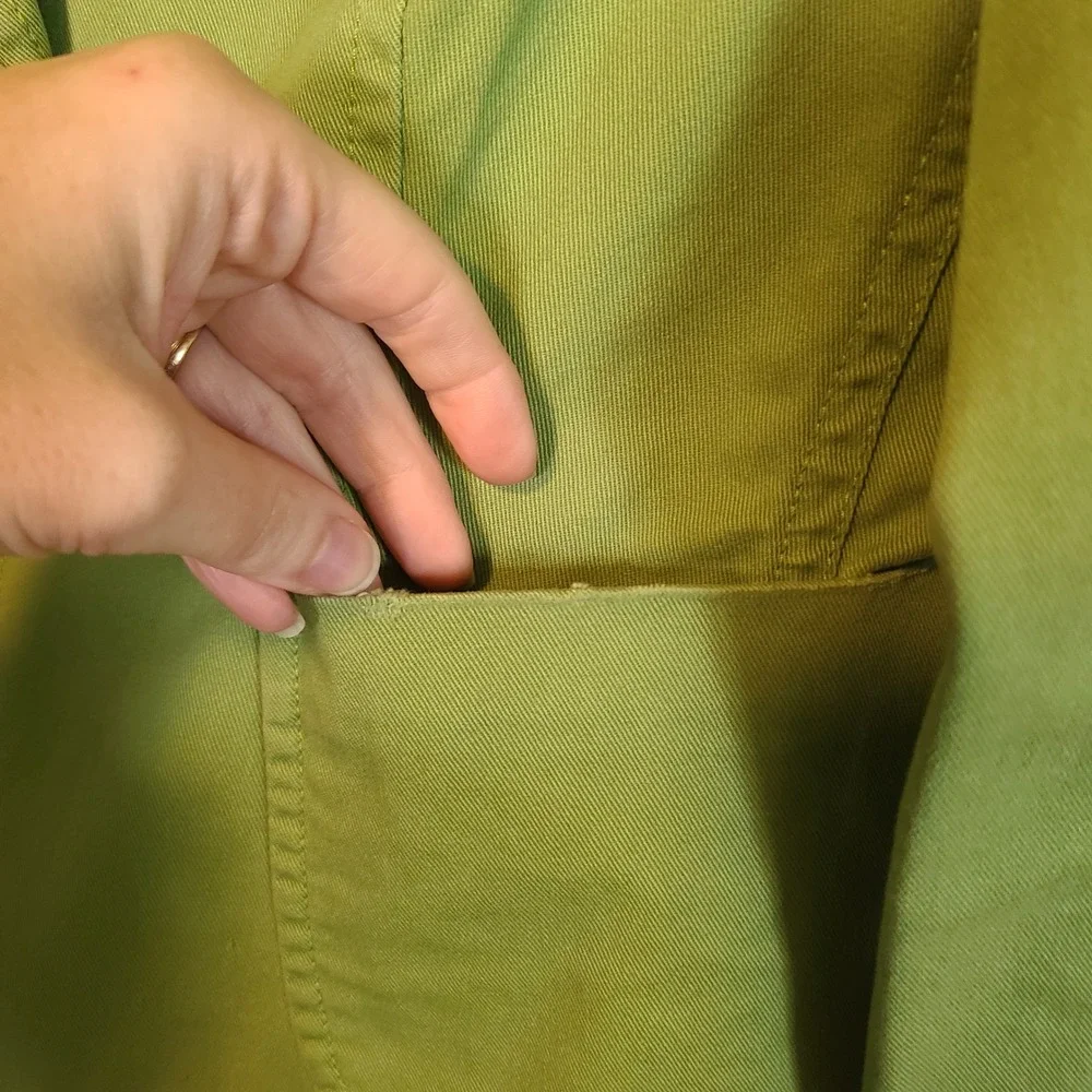 VTG Y2K J Crew Single Button Blazer Women S Cotton Twill Lime Green 3/4 Sleeve